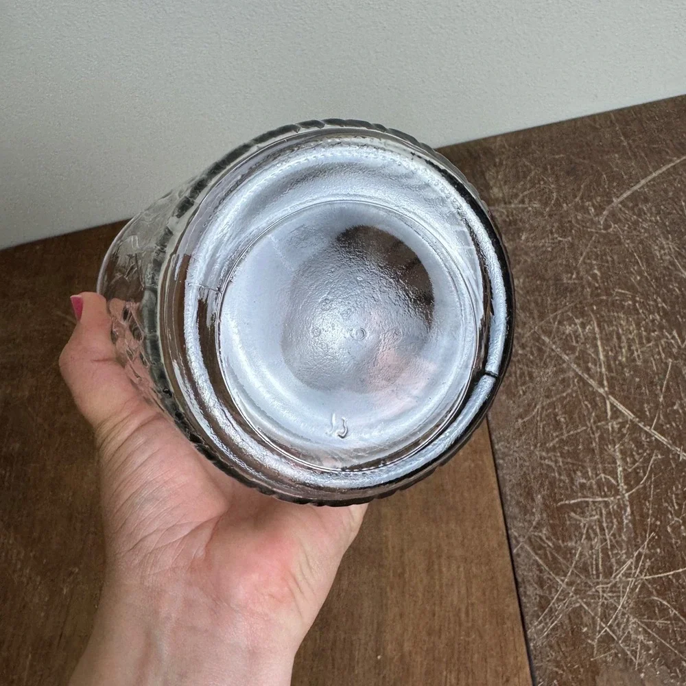 Vintage Clear Glass Wood Grain Design Tall Flower Vase‎